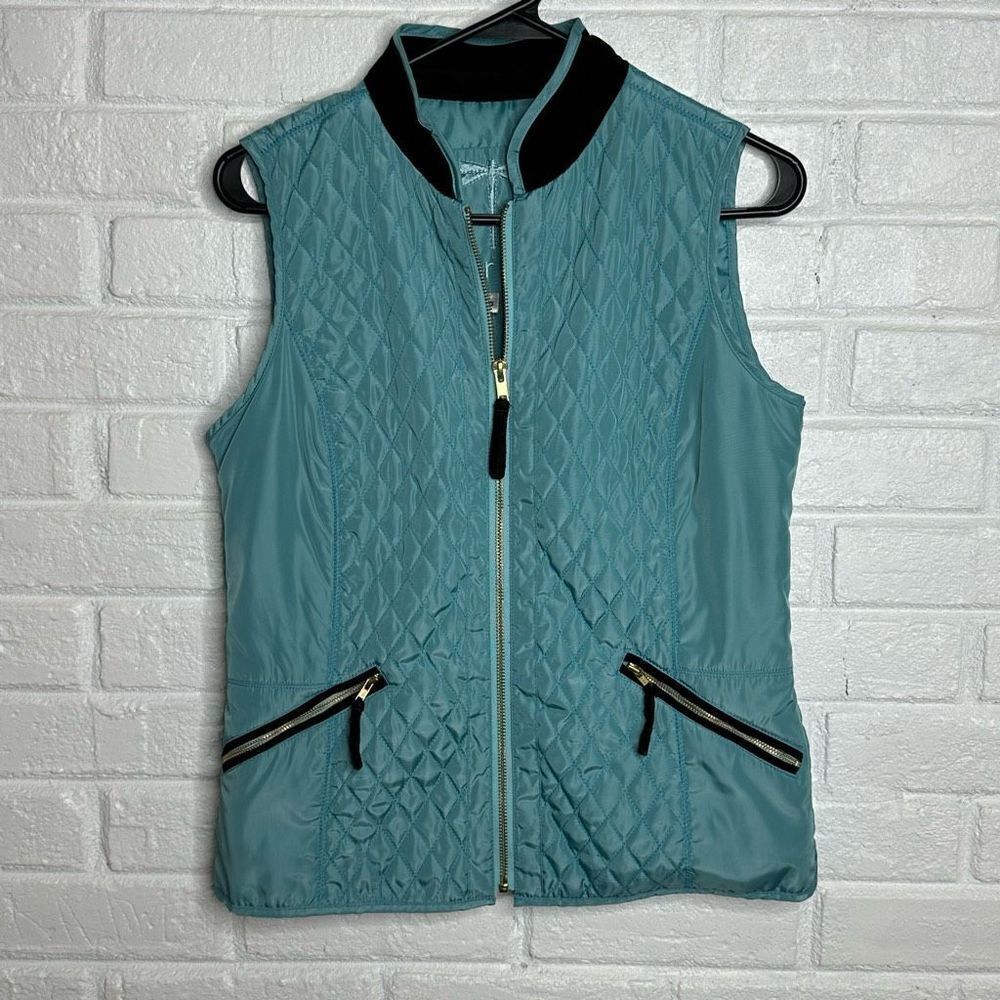 Tyler Boe Quilted Blue Vest Front Zipper size XS